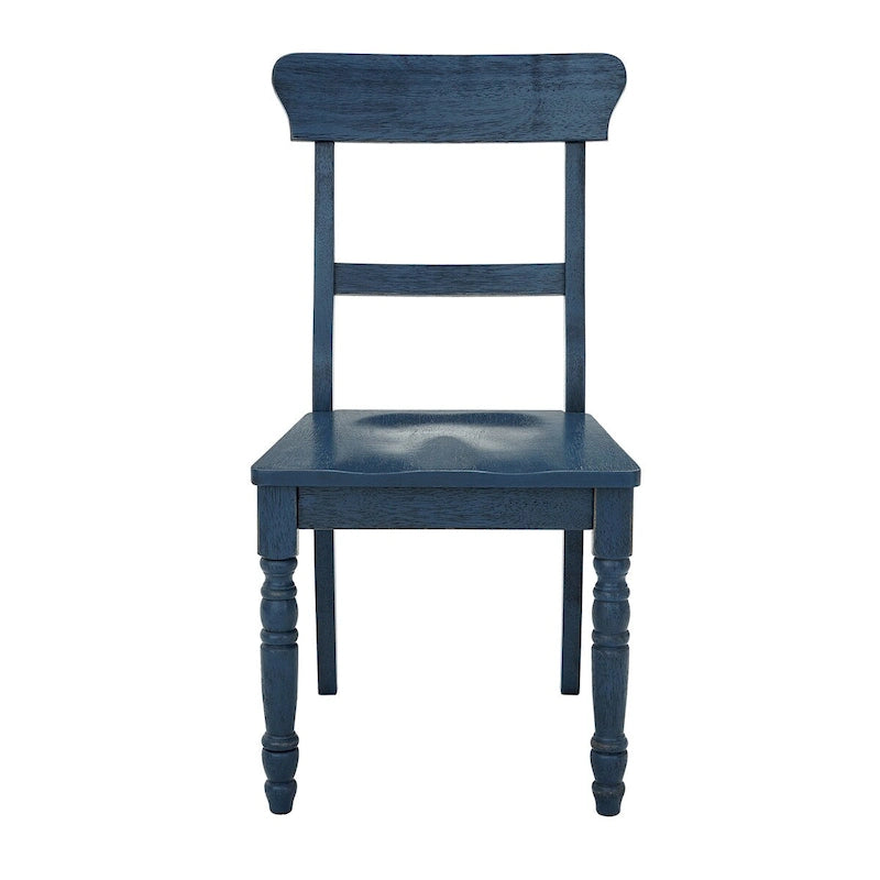 Chaise de salle à manger à barreaux, Bleu marine/Rouge/Chêne/Vert antique, Lot de 2