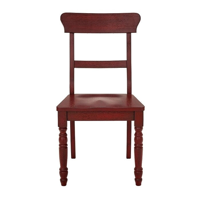 Chaise de salle à manger à barreaux, Bleu marine/Rouge/Chêne/Vert antique, Lot de 2