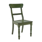 Chaise de salle à manger à barreaux, Bleu marine/Rouge/Chêne/Vert antique, Lot de 2