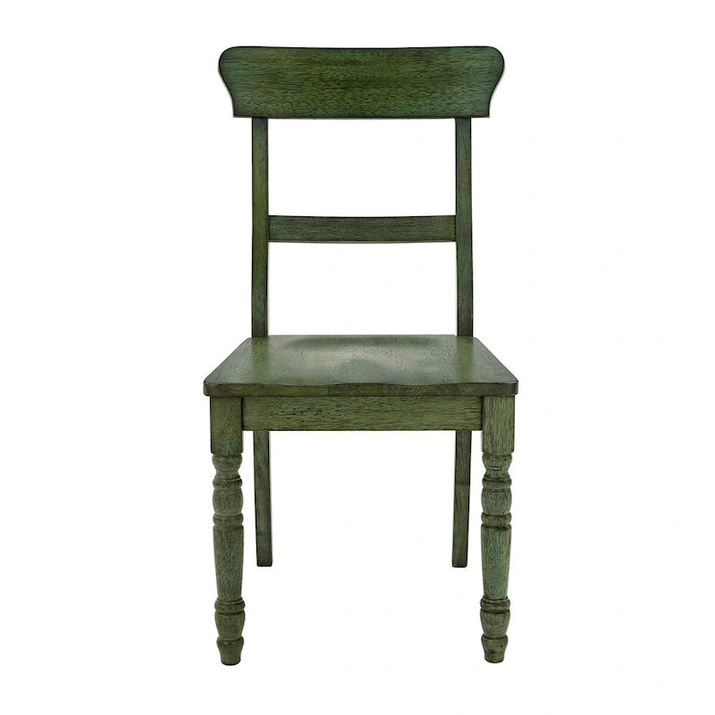 Chaise de salle à manger à barreaux, Bleu marine/Rouge/Chêne/Vert antique, Lot de 2