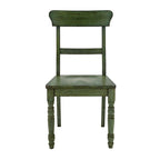 Chaise de salle à manger à barreaux, Bleu marine/Rouge/Chêne/Vert antique, Lot de 2