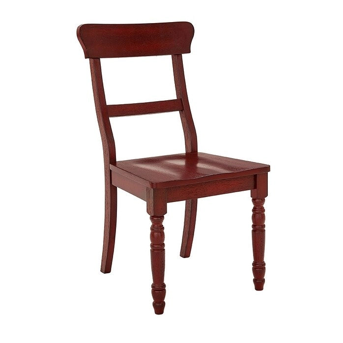 Chaise de salle à manger à barreaux, Bleu marine/Rouge/Chêne/Vert antique, Lot de 2