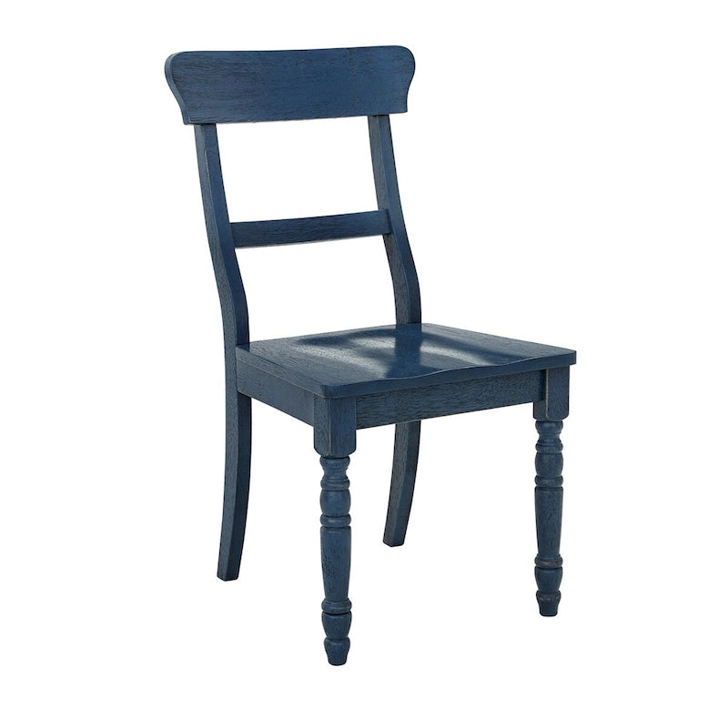 Chaise de salle à manger à barreaux, Bleu marine/Rouge/Chêne/Vert antique, Lot de 2
