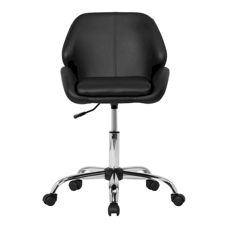 Chaise de bureau pivotante en vinyle argent/noir, simple