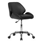 Chaise de bureau pivotante en vinyle argent/noir, simple