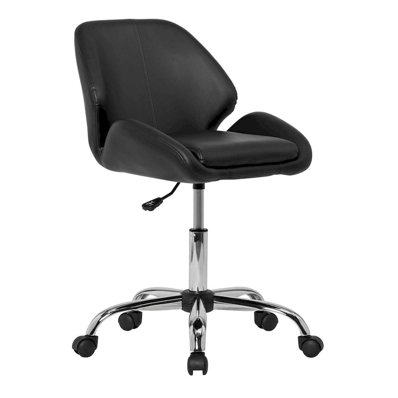 Chaise de bureau pivotante en vinyle argent/noir, simple