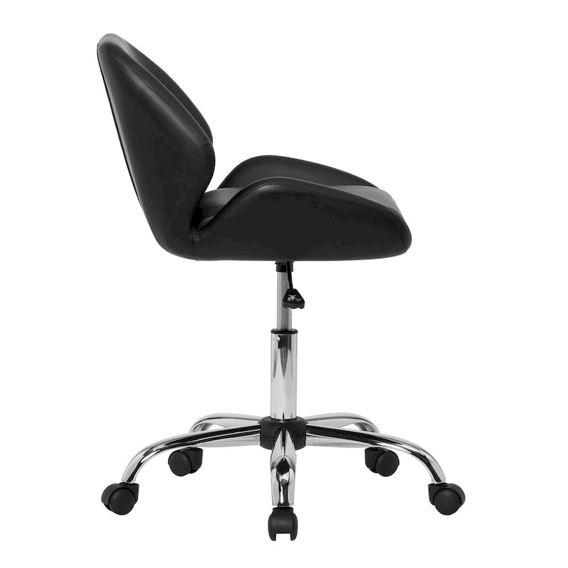 Chaise de bureau pivotante en vinyle argent/noir, simple