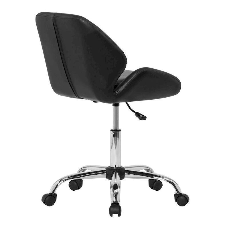 Chaise de bureau pivotante en vinyle argent/noir, simple