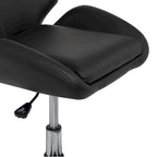 Chaise de bureau pivotante en vinyle argent/noir, simple