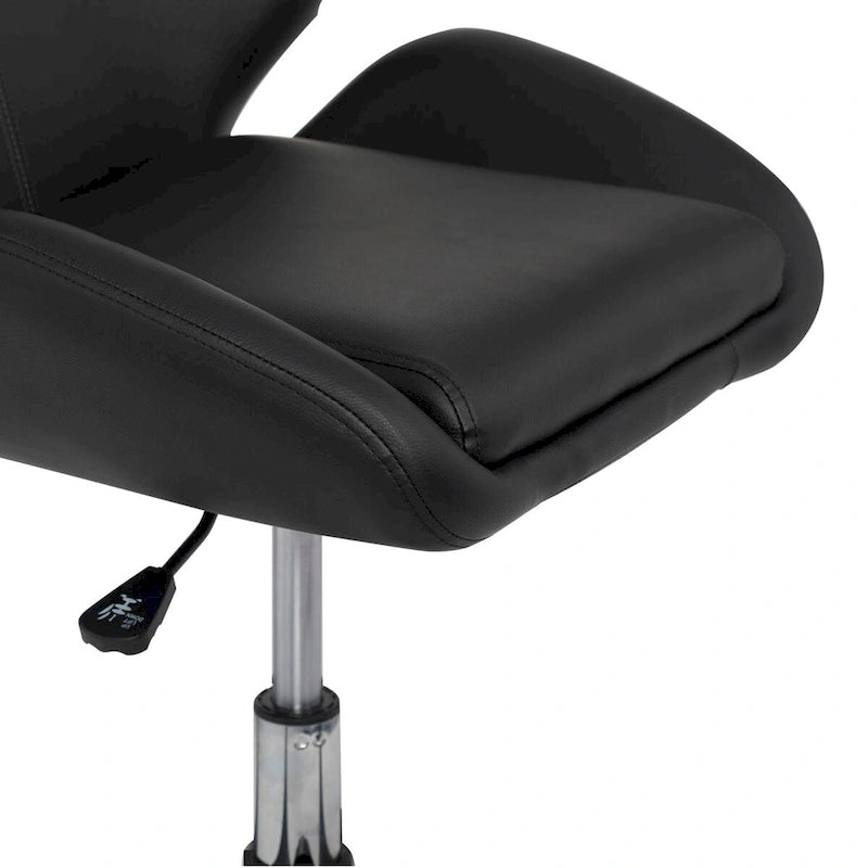 Chaise de bureau pivotante en vinyle argent/noir, simple