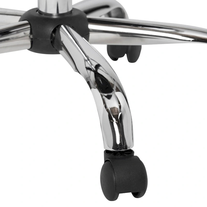 Chaise de bureau pivotante en vinyle argent/noir, simple
