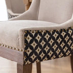 Chaise de salle à manger en tissu beige/noir, dossier haut, lot de 2