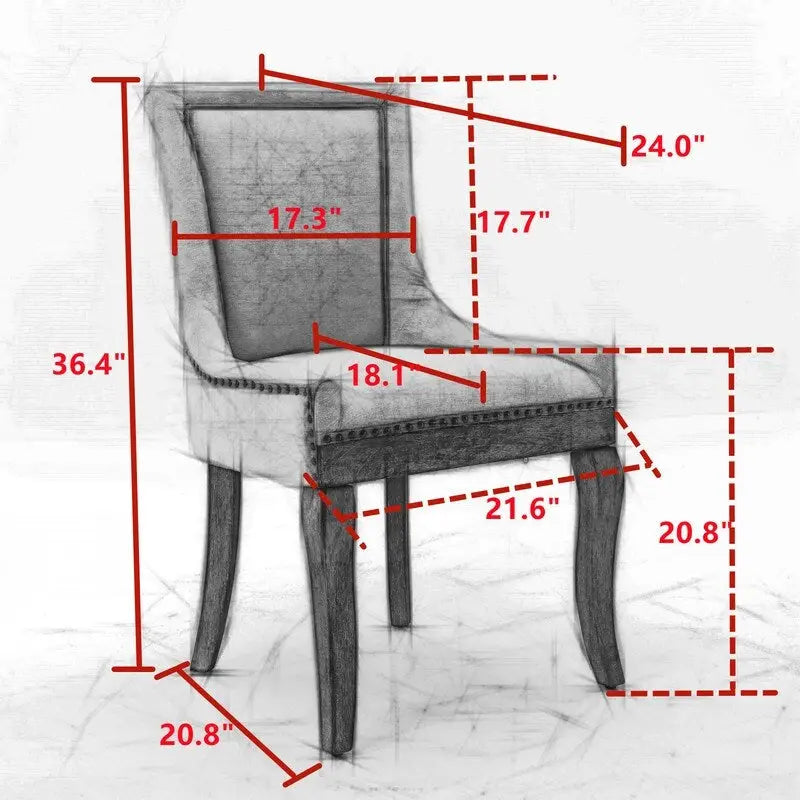 Chaise de salle à manger en tissu beige/noir, dossier haut, lot de 2