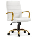 Fauteuil de bureau pivotant en similicuir, cadre doré, pour 1 personne