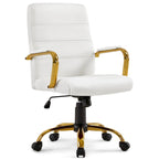 Fauteuil de bureau pivotant en similicuir, cadre doré, pour 1 personne