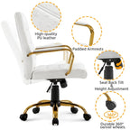 Fauteuil de bureau pivotant en similicuir, cadre doré, pour 1 personne