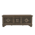 Banc de rangement sculpté en bois marron/gris avec couvercle relevable – 1 place