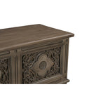 Banc de rangement sculpté en bois marron/gris avec couvercle relevable – 1 place