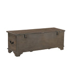 Banc de rangement sculpté en bois marron/gris avec couvercle relevable – 1 place