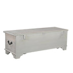 Banc de rangement sculpté en bois marron/gris avec couvercle relevable – 1 place