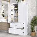 Meuble de rangement de salle de bain blanc, 2 portes et 2 tiroirs, étagère réglable, MDF, pour 1 personne