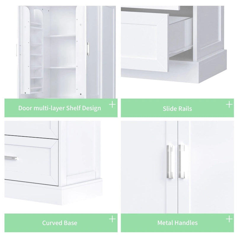 Meuble de rangement de salle de bain blanc, 2 portes et 2 tiroirs, étagère réglable, MDF, pour 1 personne