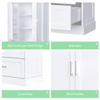 Meuble de rangement de salle de bain blanc, 2 portes et 2 tiroirs, étagère réglable, MDF, pour 1 personne