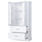 Meuble de rangement de salle de bain blanc, 2 portes et 2 tiroirs, étagère réglable, MDF, pour 1 personne