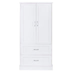 Meuble de rangement de salle de bain blanc, 2 portes et 2 tiroirs, étagère réglable, MDF, pour 1 personne