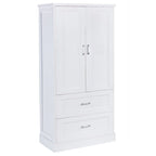 Meuble de rangement de salle de bain blanc, 2 portes et 2 tiroirs, étagère réglable, MDF, pour 1 personne