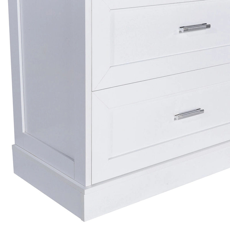 Meuble de rangement de salle de bain blanc, 2 portes et 2 tiroirs, étagère réglable, MDF, pour 1 personne