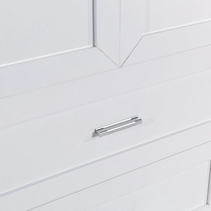 Meuble de rangement de salle de bain blanc, 2 portes et 2 tiroirs, étagère réglable, MDF, pour 1 personne