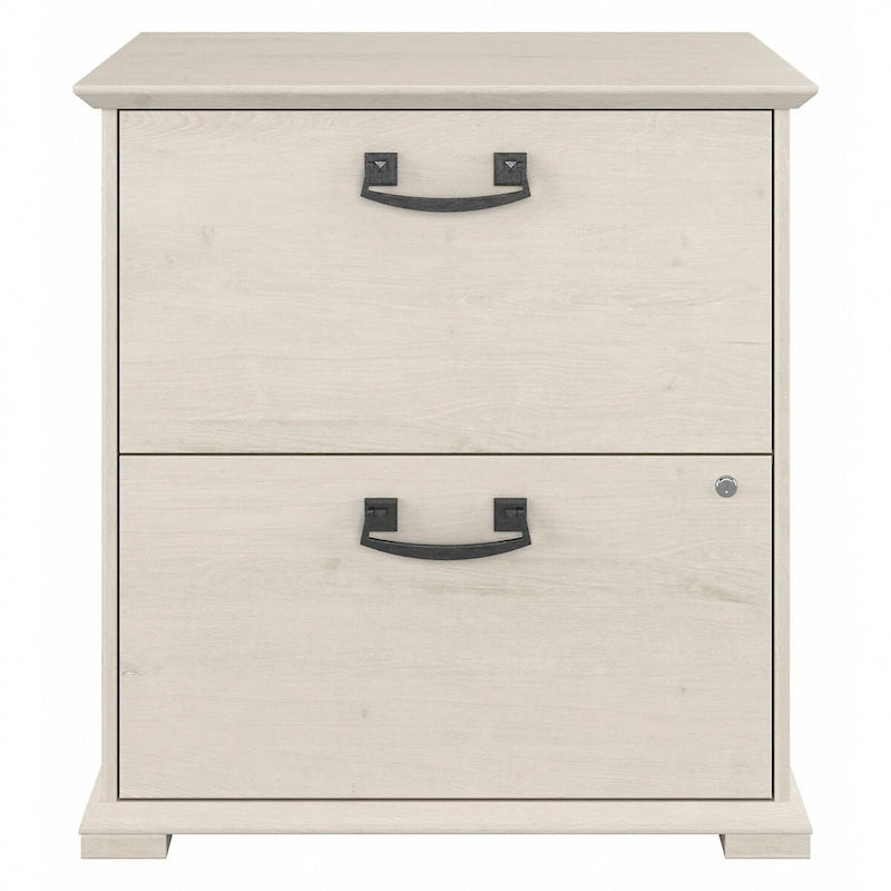 Meuble de classement latéral de ferme à 2 tiroirs en chêne blanc lin / gris bois flotté