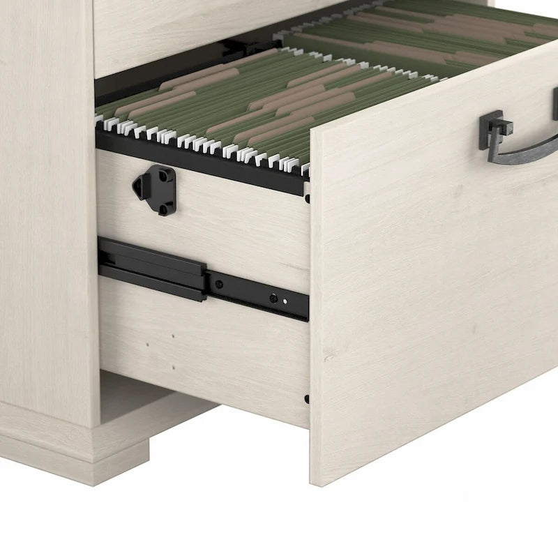 Meuble de classement latéral de ferme à 2 tiroirs en chêne blanc lin / gris bois flotté