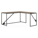 Bureau d'angle en L pour 1 personne, Gris rustique / Gris restauré / Noyer hickory gris foncé / Blanc cottage