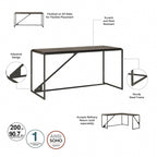 Bureau d'angle en L pour 1 personne, Gris rustique / Gris restauré / Noyer hickory gris foncé / Blanc cottage