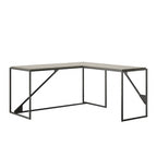 Bureau d'angle en L pour 1 personne, Gris rustique / Gris restauré / Noyer hickory gris foncé / Blanc cottage