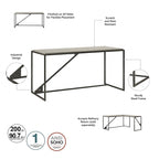 Bureau d'angle en L pour 1 personne, Gris rustique / Gris restauré / Noyer hickory gris foncé / Blanc cottage