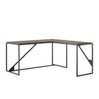 Bureau d'angle en L pour 1 personne, Gris rustique / Gris restauré / Noyer hickory gris foncé / Blanc cottage