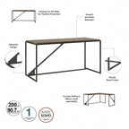 Bureau d'angle en L pour 1 personne, Gris rustique / Gris restauré / Noyer hickory gris foncé / Blanc cottage